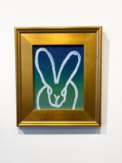 Hunt Slonem "Hombre" - Dipinto di un coniglietto colorato, olio e acrilico su tavola, con cornice