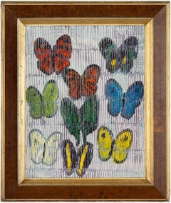 Hunt Slonem Colorful Butterflies Oil Painting 'Morphe'