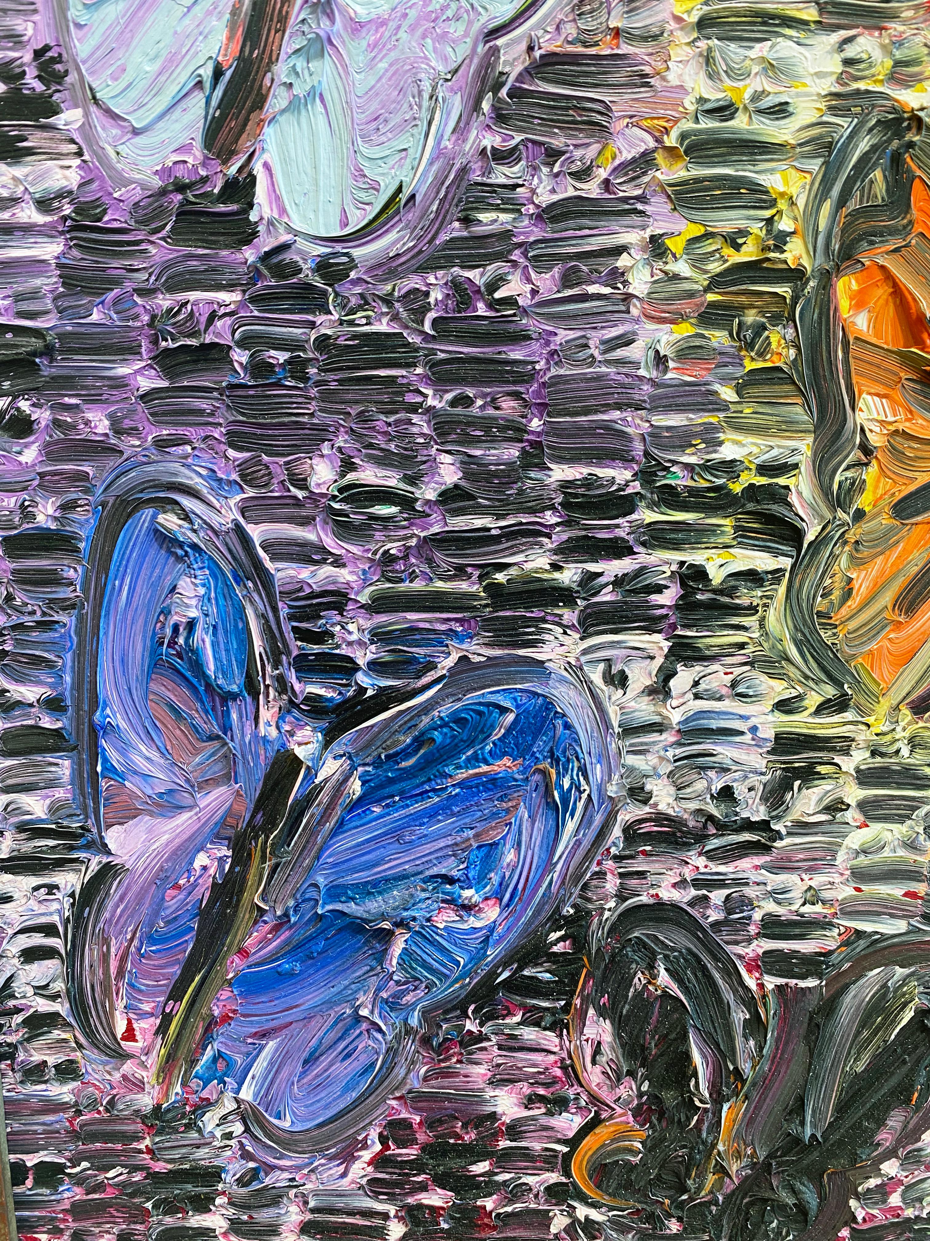Hunt Slonem Colorful Butterflies Oil Painting 'Untitled' 4