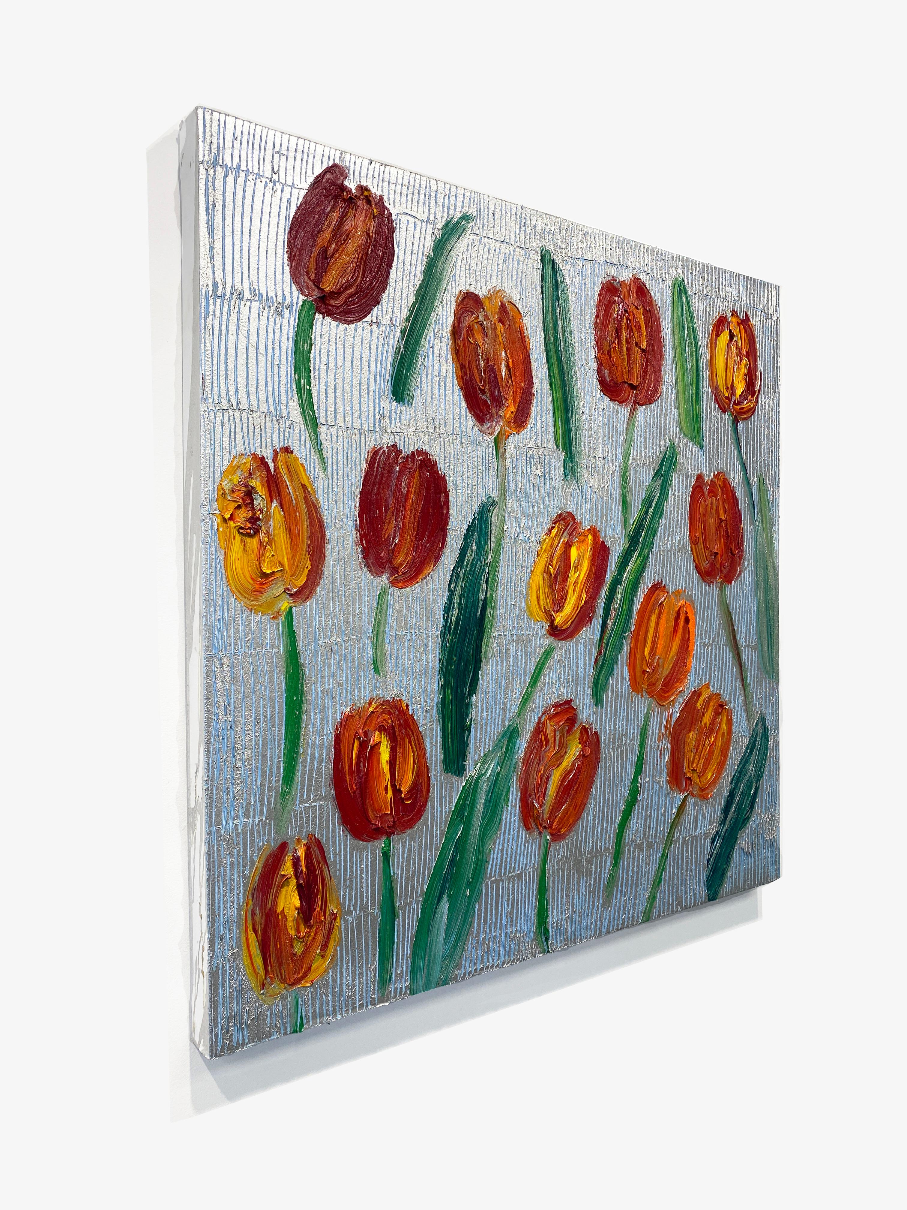 Hunt Slonem Bunte Blumen Ölgemälde 'Tulpen' im Angebot 2
