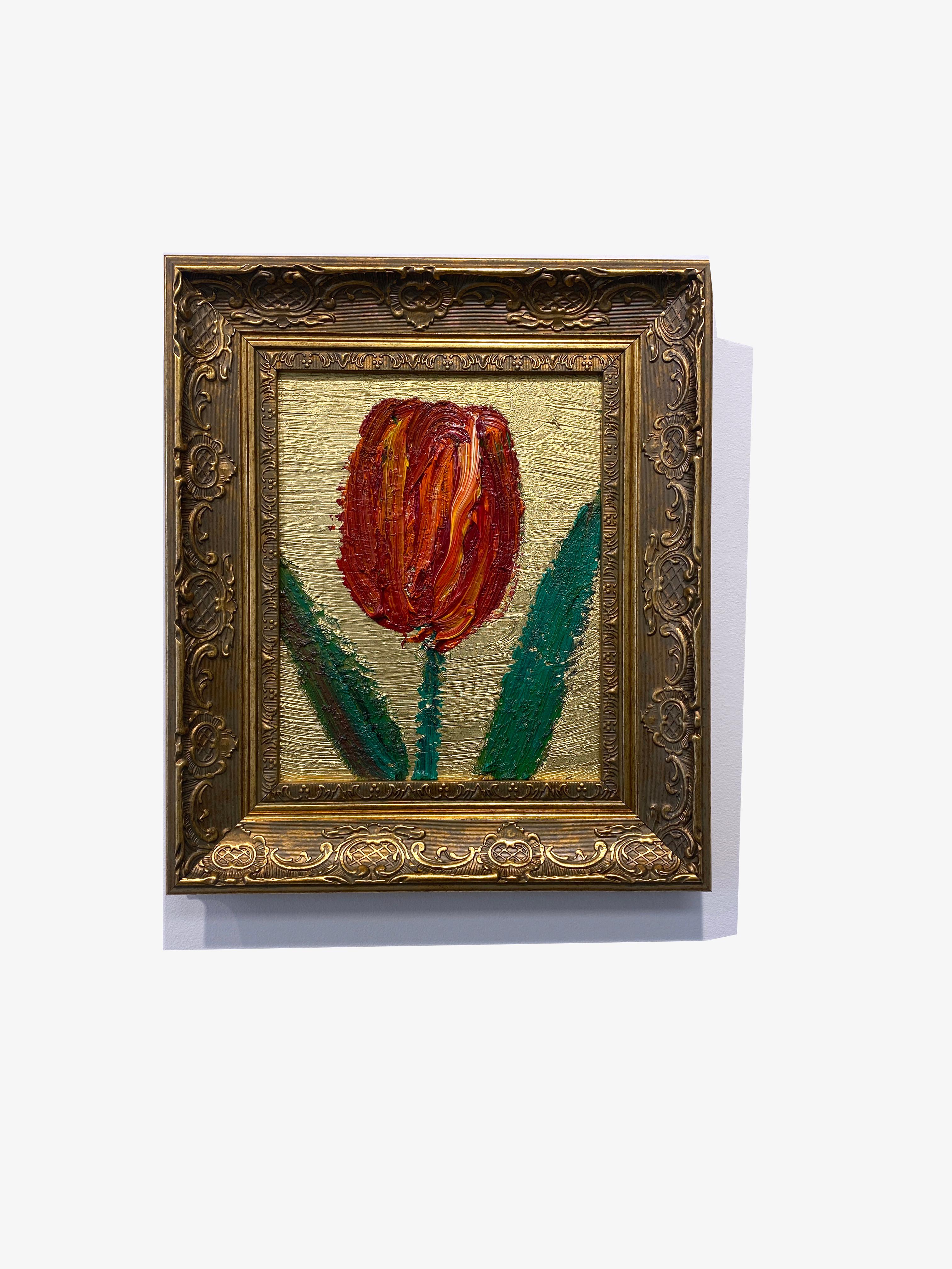 Hunt Slonem Colorful Tulip Oil Painting 'Tulip 7' For Sale 1