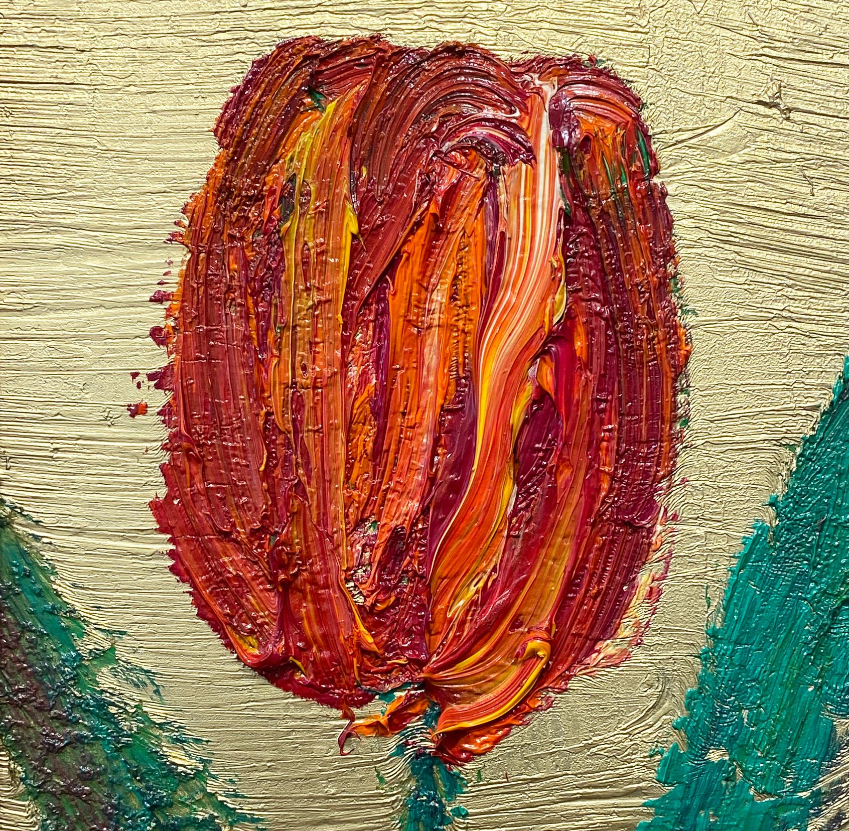Hunt Slonem Colorful Tulip Oil Painting 'Tulip 7' For Sale 4
