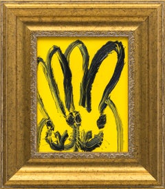 Hunt Slonem "Couple au soleil" Peinture à l'huile originale de 2 lapins