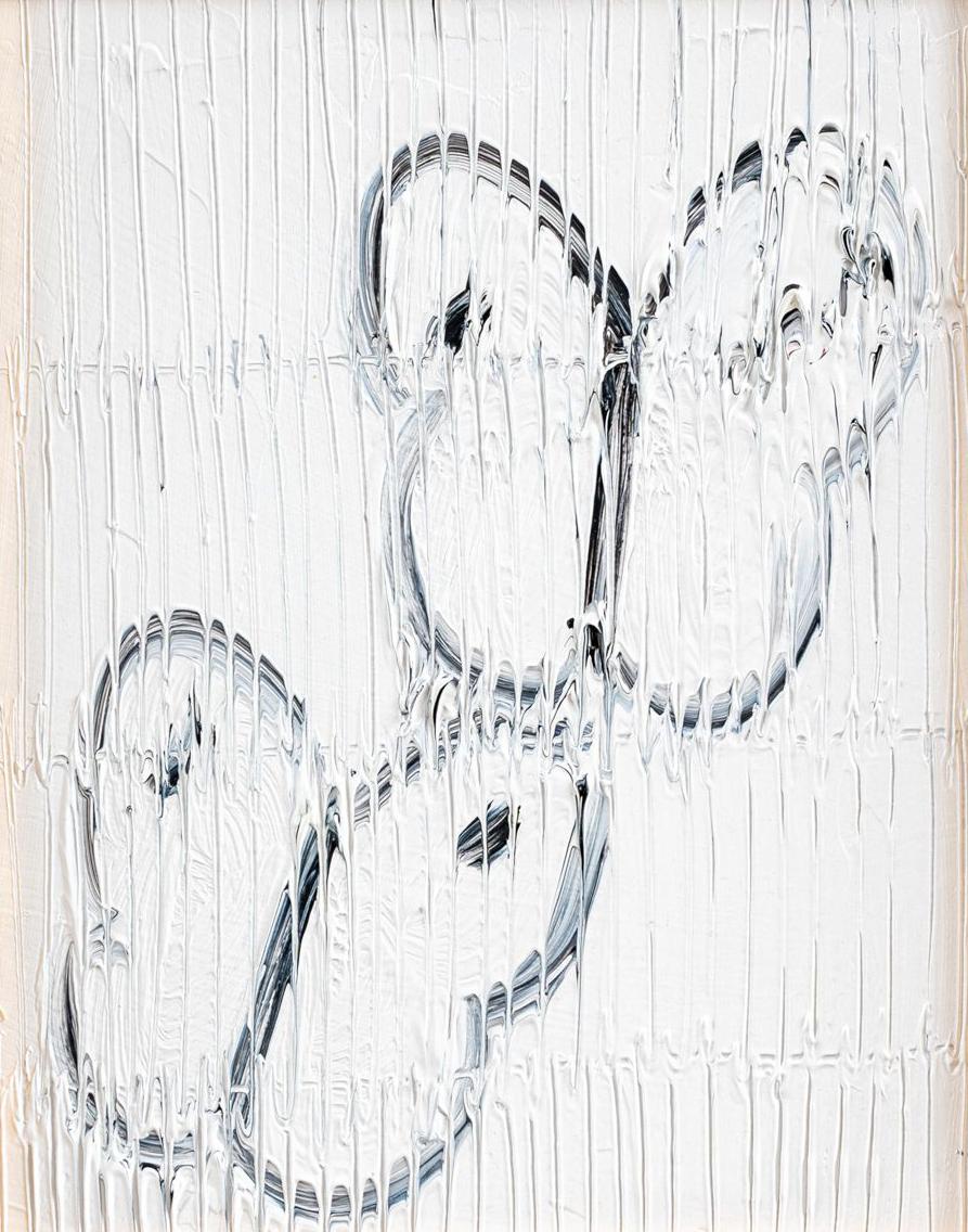 Day Flight" de l'artiste de renom Hunt Slonem est une peinture à l'huile sur panneau de bois, 10x8, représentant des papillons abstraits contemporains en noir et blanc, dans un encadrement ancien de son choix.

*La peinture est encadrée - Veuillez