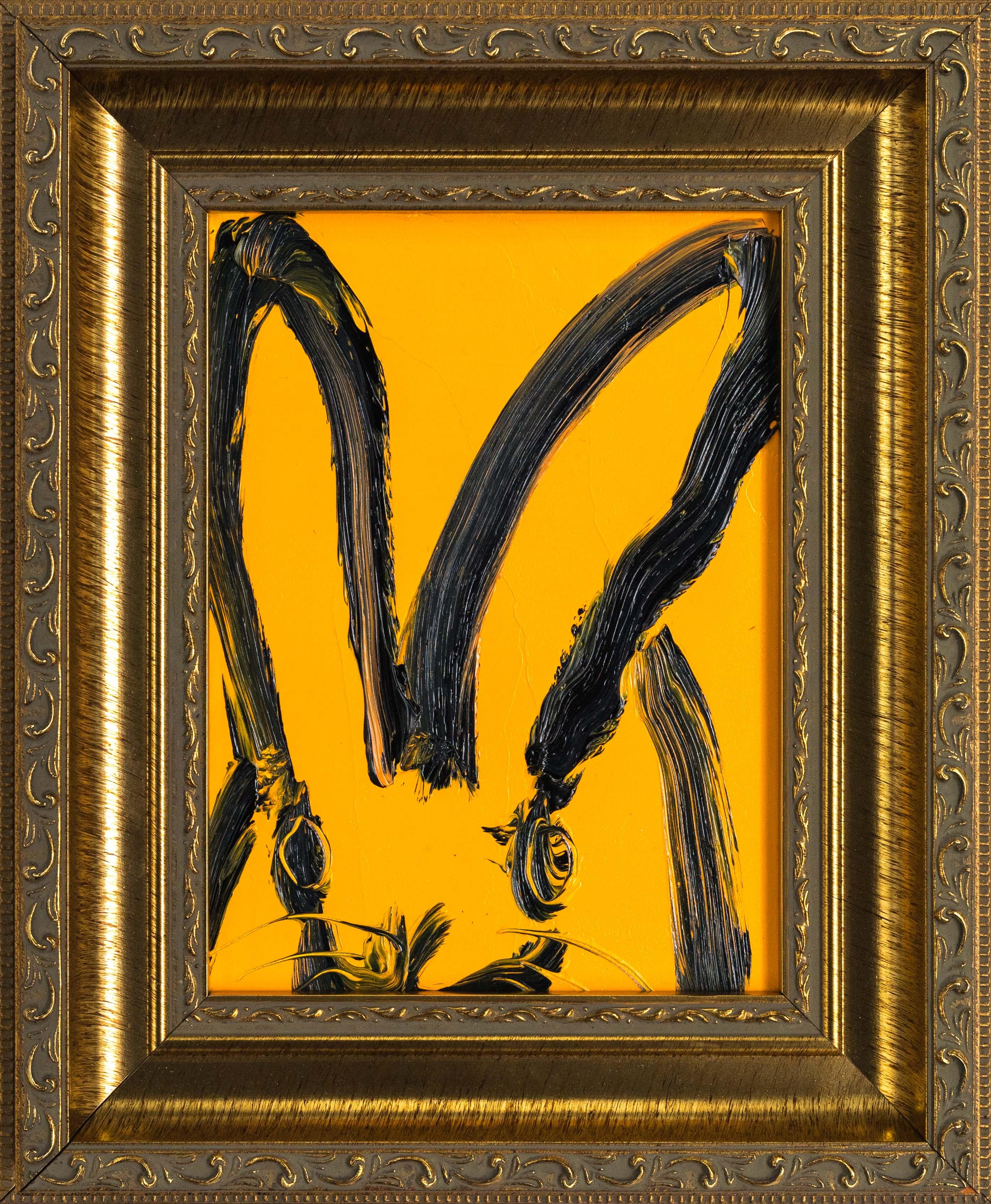 Hunt Slonem "Deep Cadmium" Arancione Singolo Coniglietto