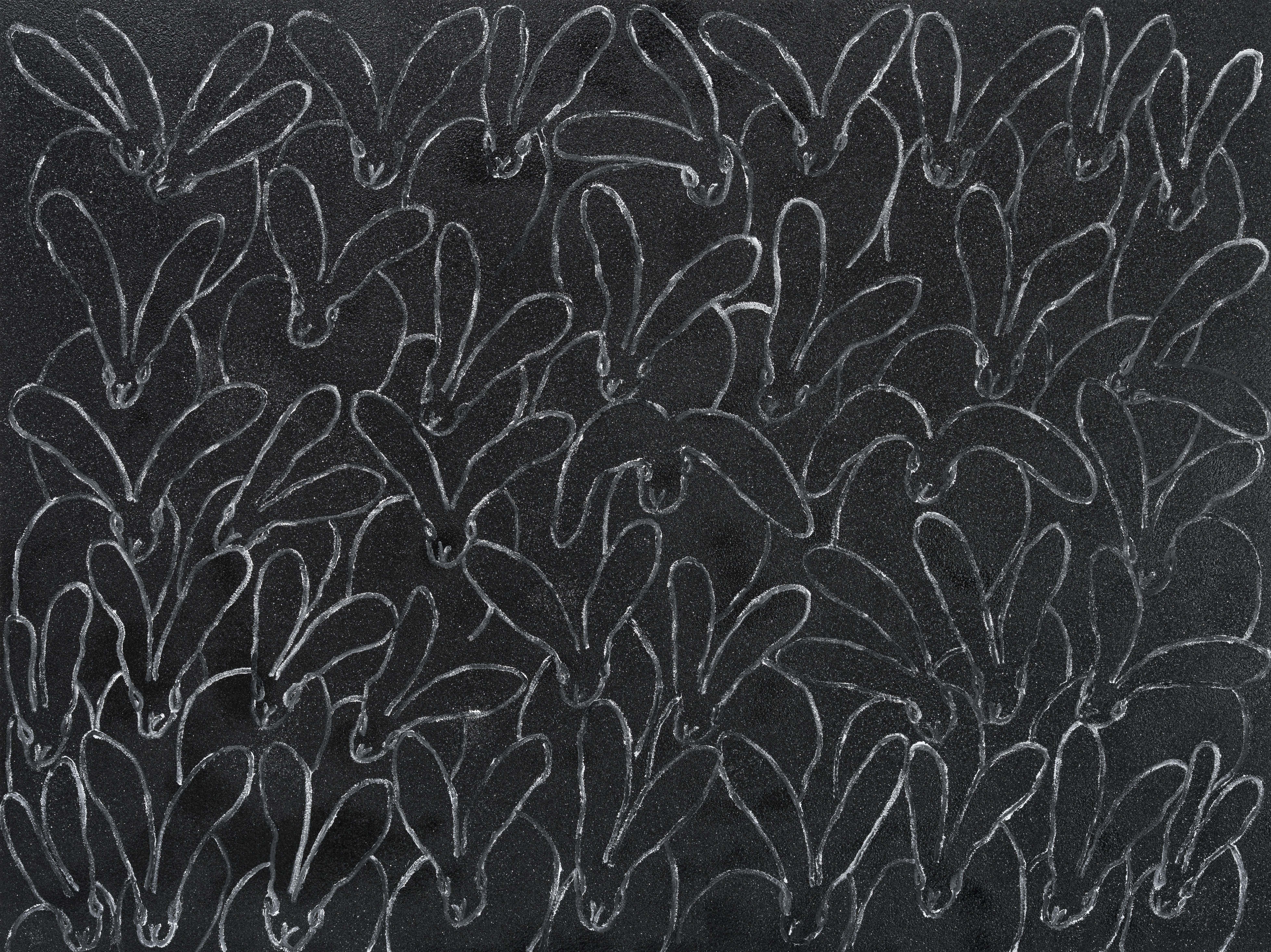 Hunt Slonem "Deep Forest" Schwarze Diamant-Staubhäschen
Mehrere Hasen mit Gesten in Schwarz und Weiß auf einem schwarzen Diamond Dust Hintergrund

Ungerahmt

Hunt Slonem ist ein bekannter amerikanischer Künstler, der für seine neoexpressionistischen
