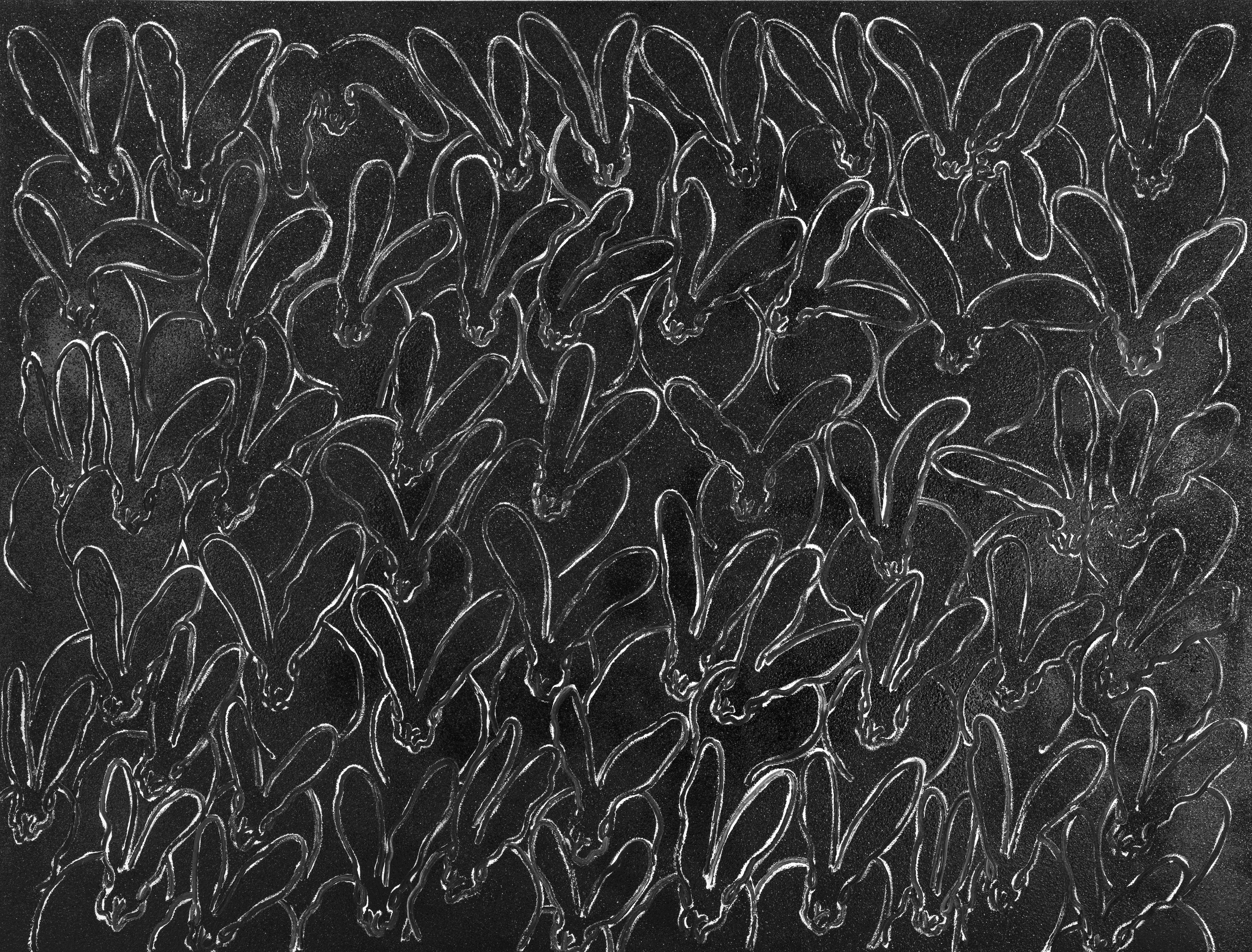 Hunt Slonem "Black Diamond (Dust)" Bunnies
Multiple bunnies gestured in black and white on a black Diamond Dust background

Unframed

Hunt Slonem is a well-renowned American artist known for his neo-expressionist paintings of butterflies, rabbits,