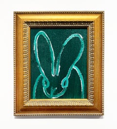 Hunt Slonem "Deep Green" Unique Oil Painting of a Bunny