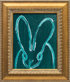 Hunt Slonem "Deep Green" Unique Oil Painting of a Bunny