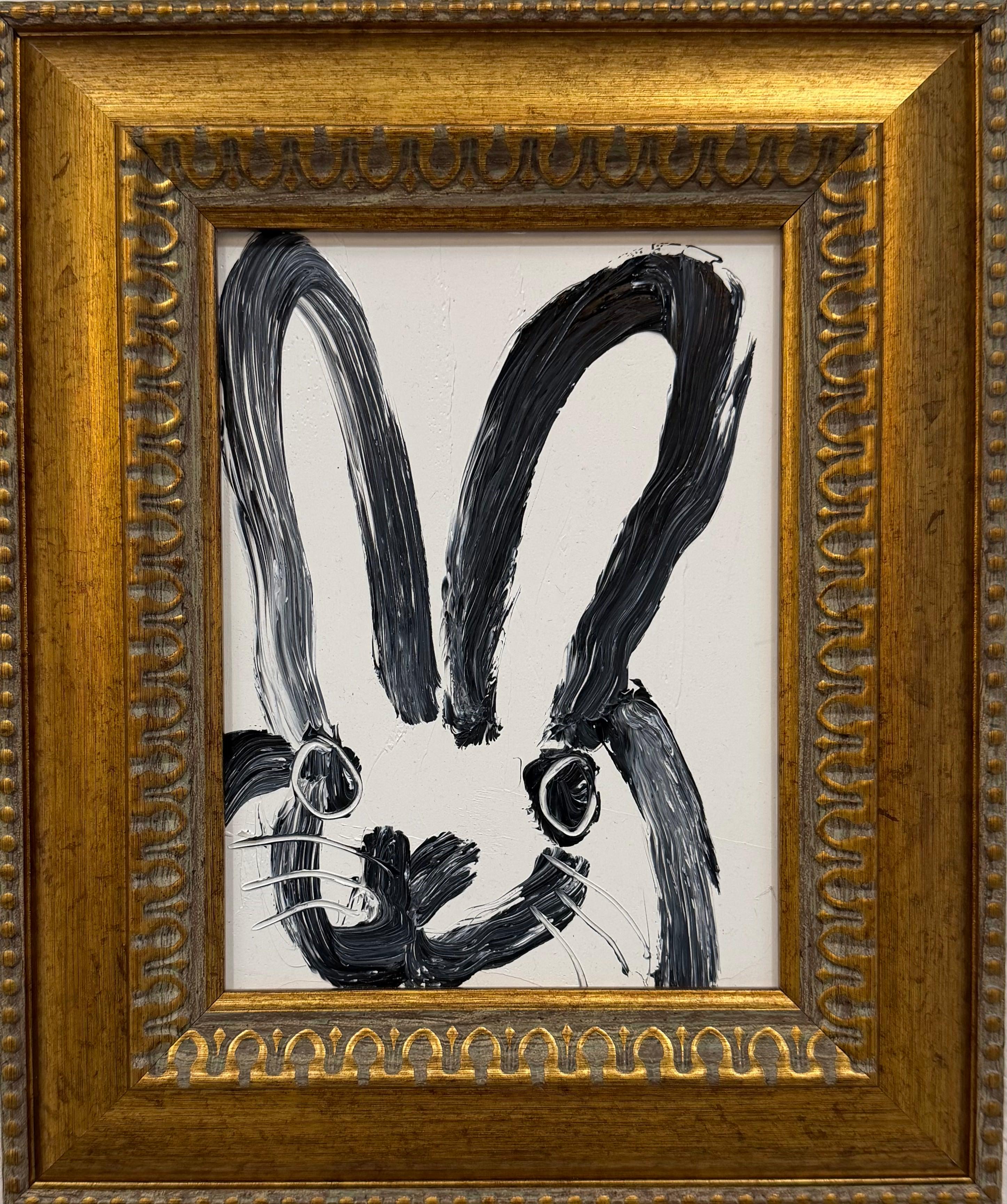 Hunt Slonem "Delight" Black and White Bunny