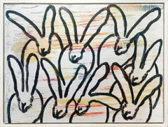 Hunt Slonem "Delta" Original oil painting of bunnies on canvas