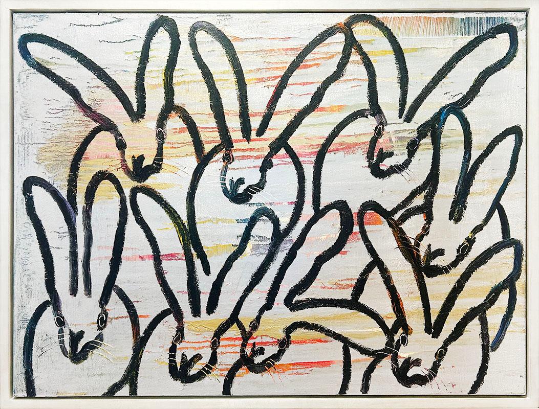 Hunt Slonem "Delta" Original Ölgemälde von Kaninchen auf Leinwand