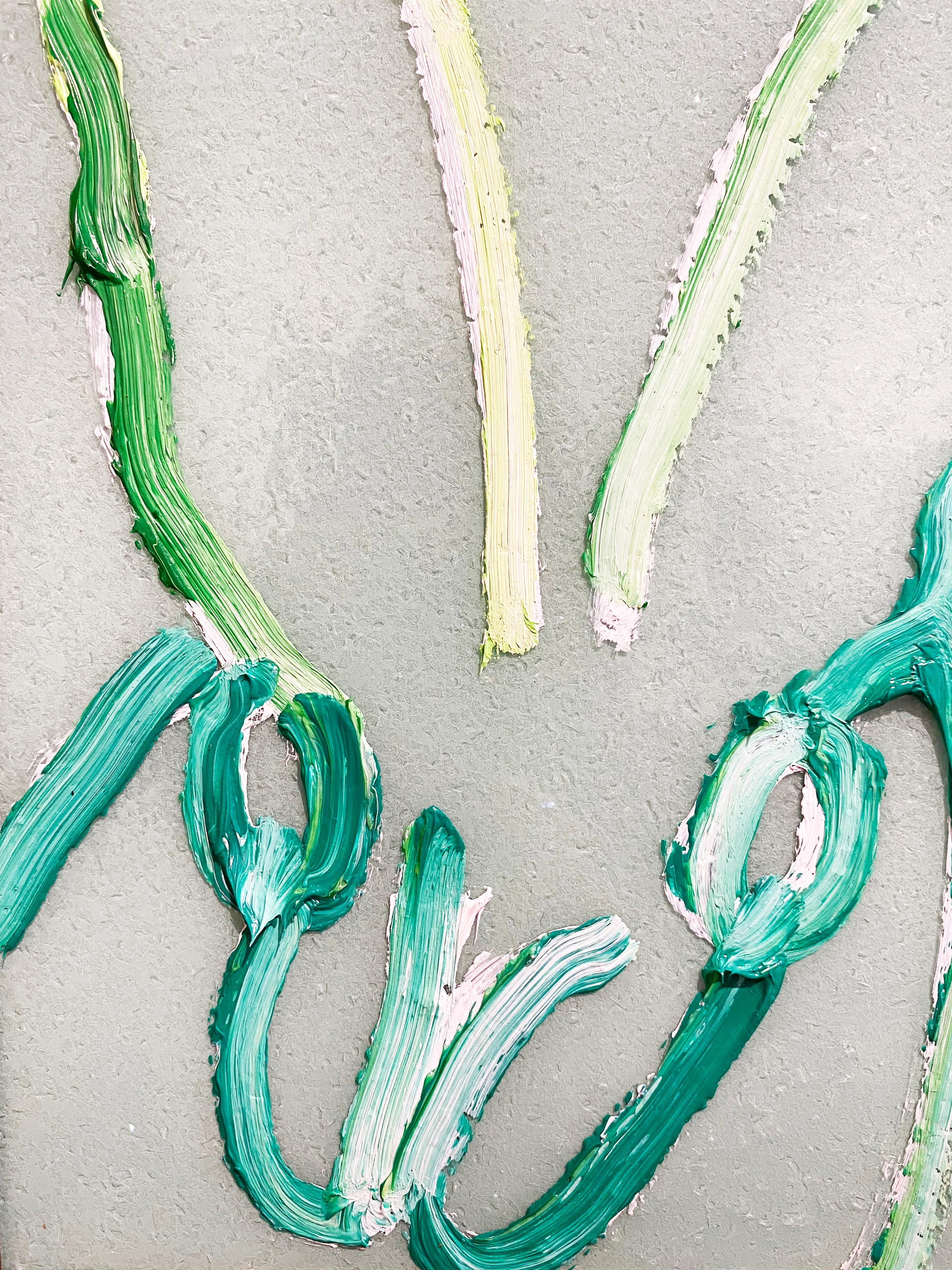 Hunt Slonem diamond dust green bunny painting 'Untitled' 1