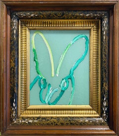 Hunt Slonem diamond dust green bunny painting 'Untitled'