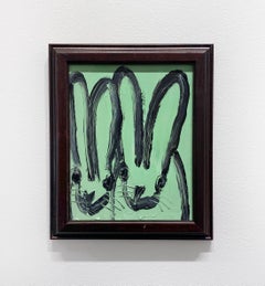 Hunt Slonem "Dick & Jane" Cuadro original al óleo sobre conejo