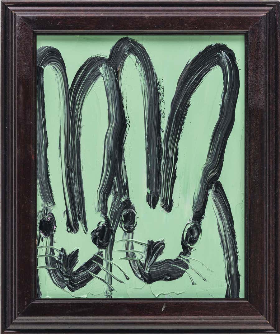 Hunt Slonem "Dick & Jane" Original bunny painting in oil