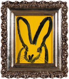 Hunt Slonem "Dijon" Pintura neoexpresionista al óleo sobre madera enmarcada