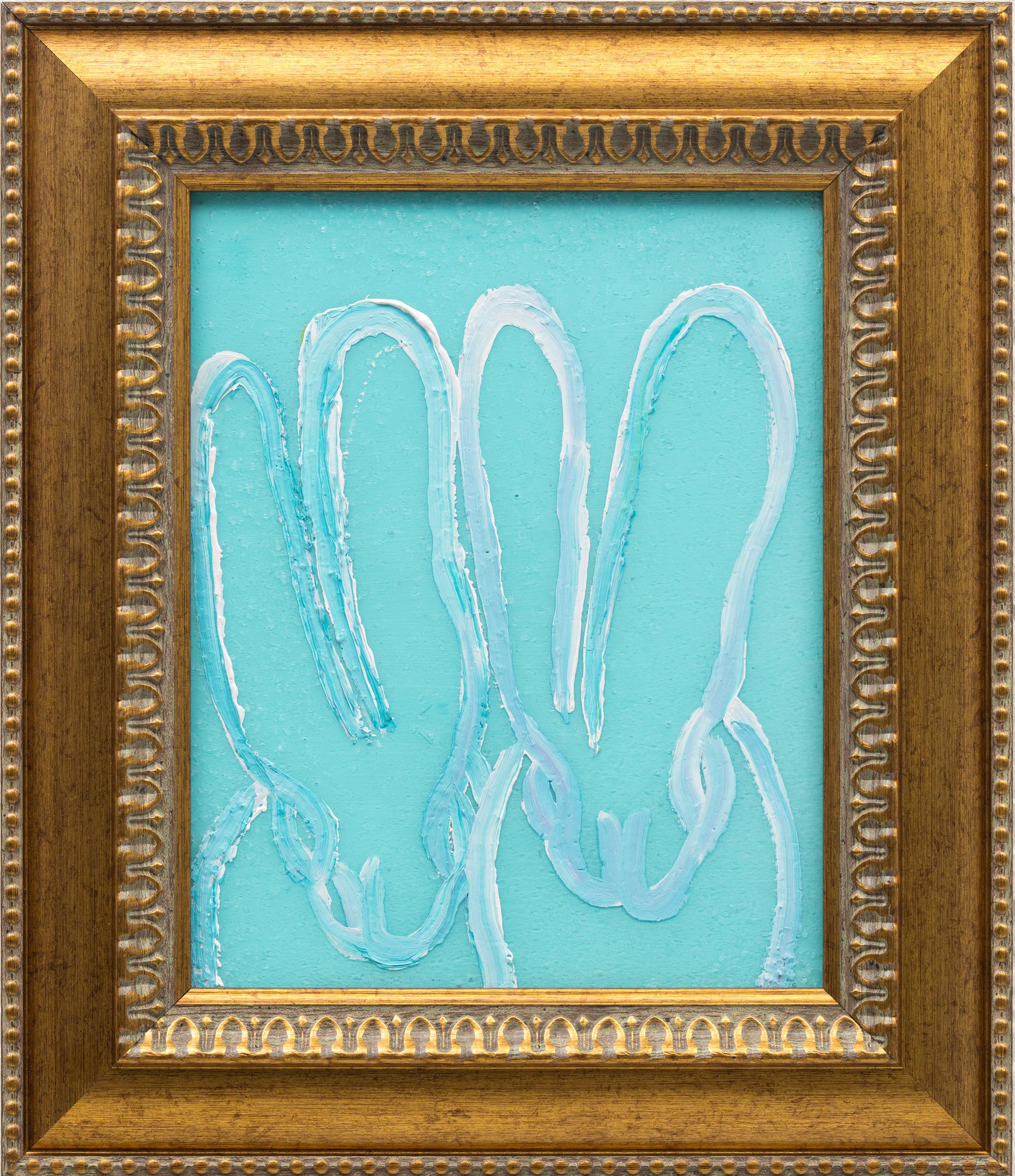 Hunt Slonem "Double Bunny Diamond Dust" Original bunny painting in oil