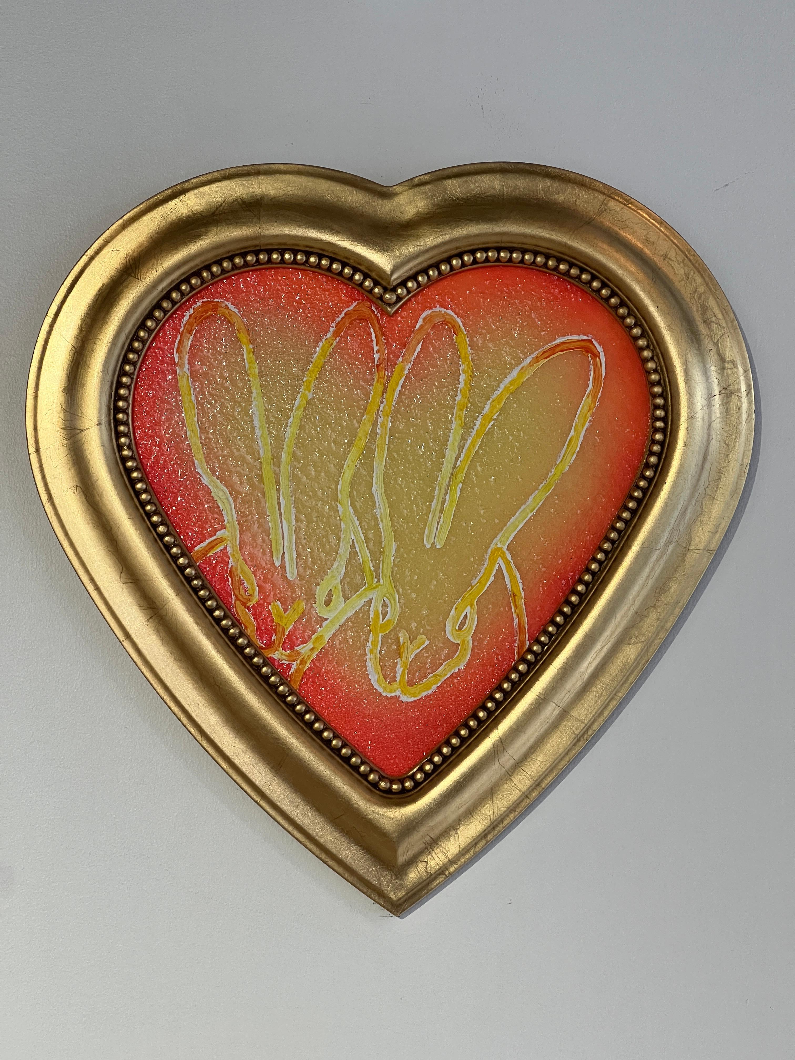 Hunt Slonem Conejito de Polvo de Diamante Corazón Naranja 