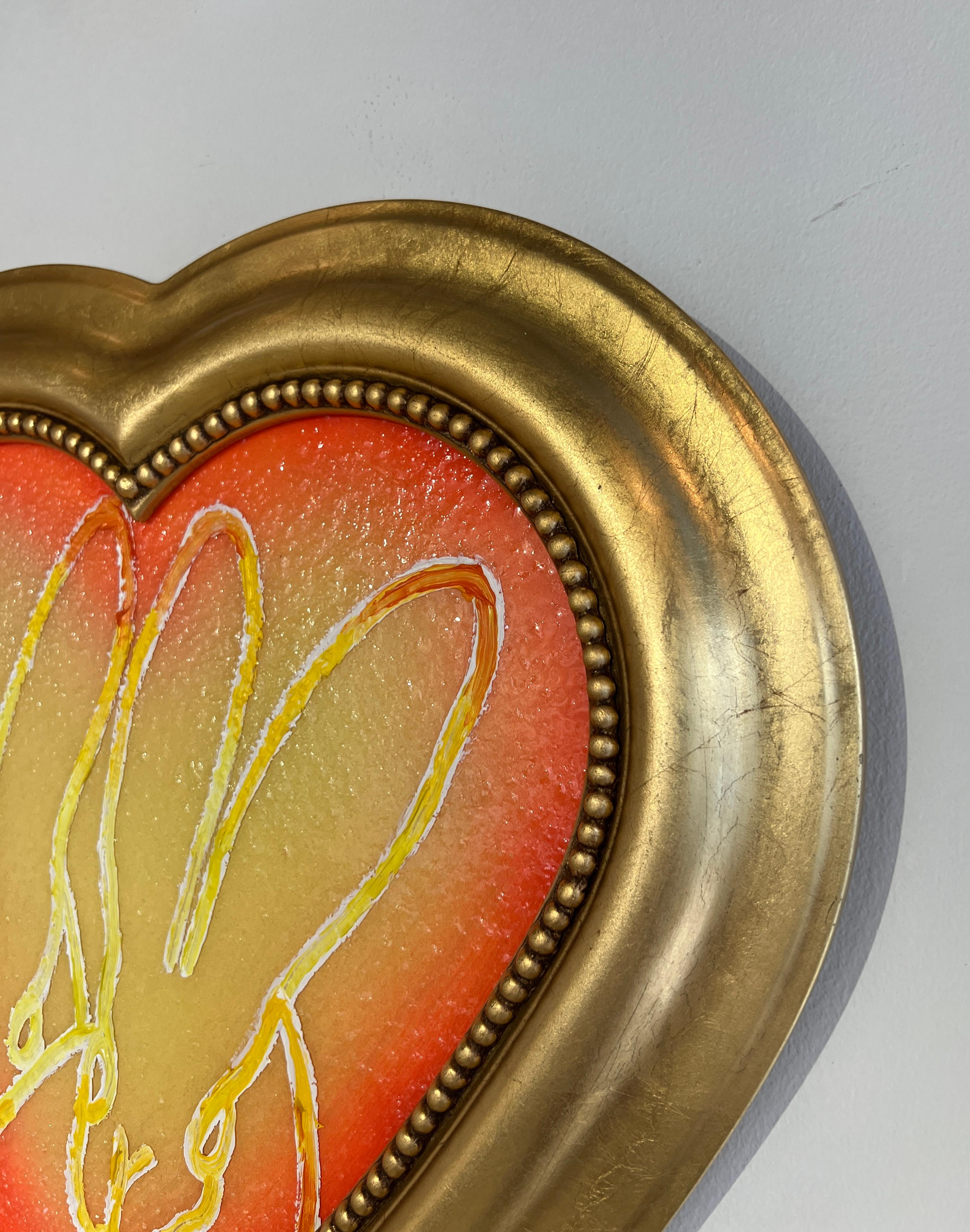 Hunt Slonem Conejito de Polvo de Diamante Corazón Naranja 