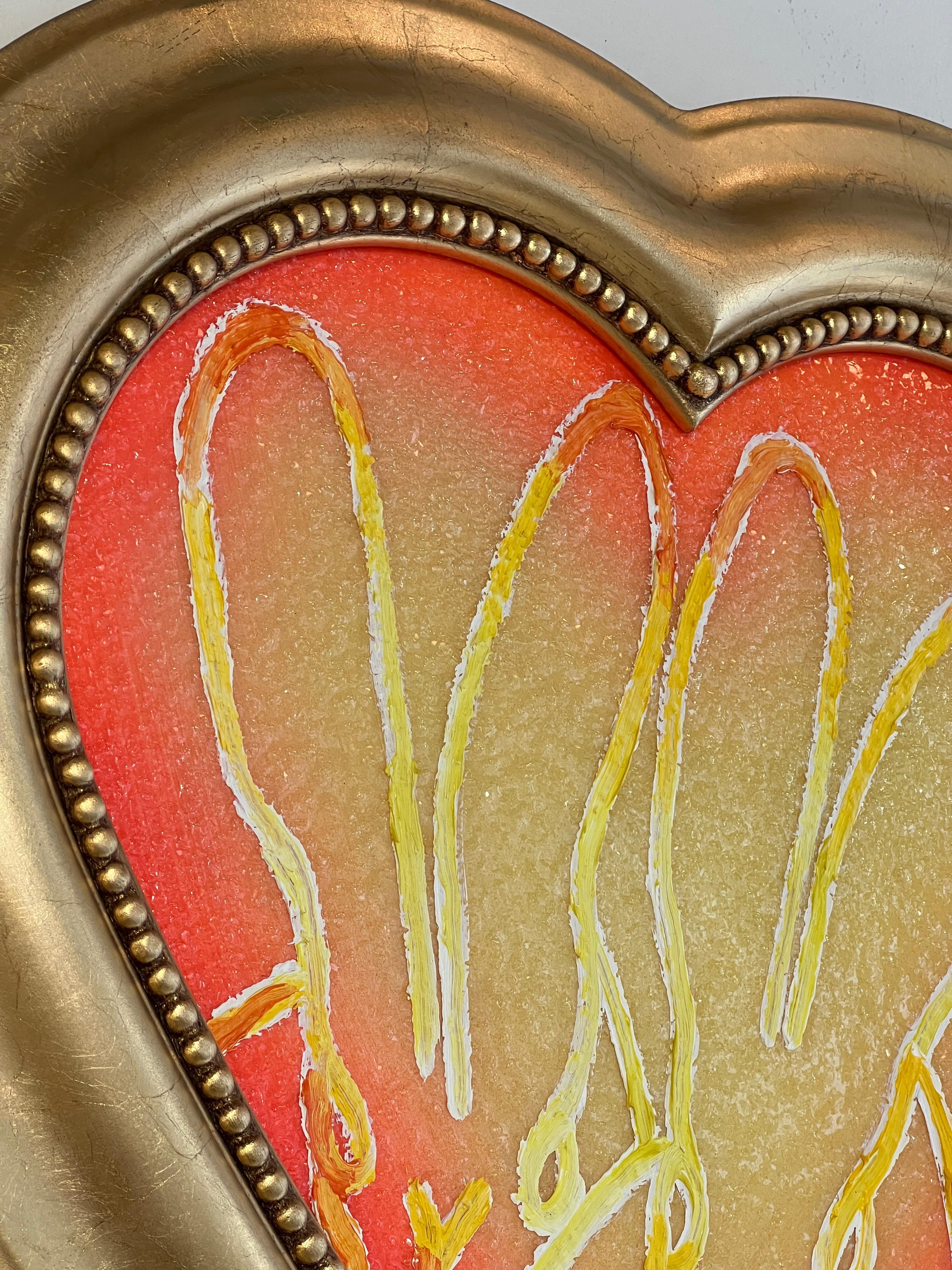 Hunt Slonem Conejito de Polvo de Diamante Corazón Naranja 