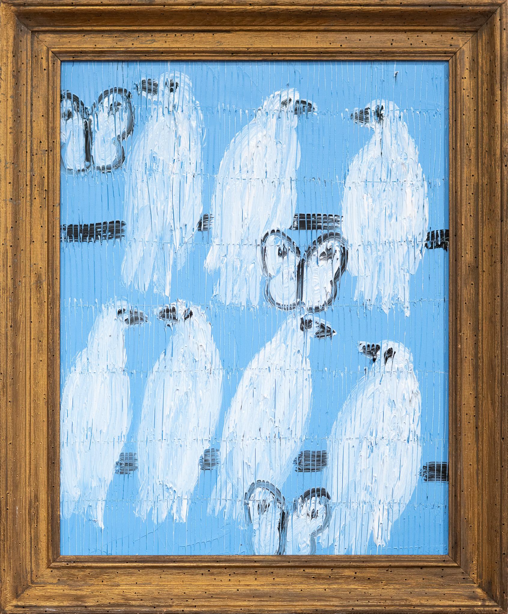Hunt Slonem "Doves & Butterfly" painting of birds and butterflies