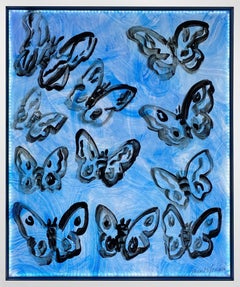 Hunt Slonem "Dreaming Upward" Painted Acrylic LED Lightbox with Butterflies 