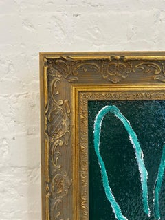 Hunt Slonem "Emerald" White and Green Diamond Dust Bunny