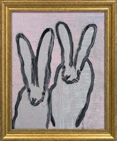 Hunt Slonem "Enraptured" Coppia di coniglietti in argento e rosa