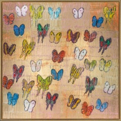 Hunt Slonem "Fratilery Portsmouth" Warm Toned Textured Butterfly Painting