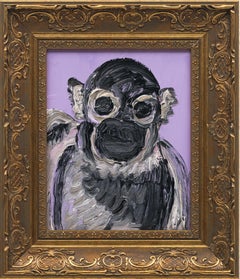 Hunt Slonem "Ganeshpuri Gift" Original monkey painting in oil