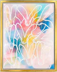 Hunt Slonem "Glisten X" Coniglietti Arcobaleno