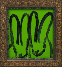 Hunt Slonem "Grene" Couple de lapins en vert