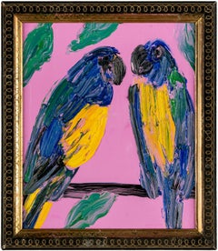 Hunt Slonem "Grass Keets Blues" Birds