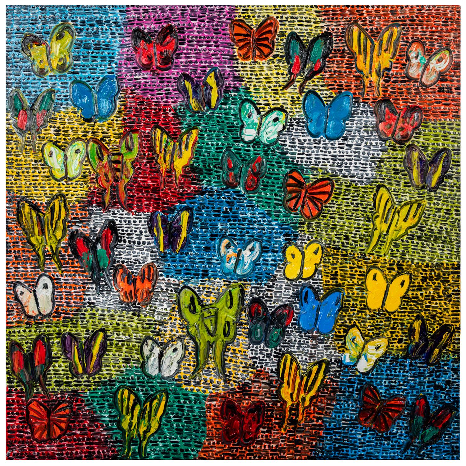 Hunt Slonem "Gardiens et papillons" Papillons