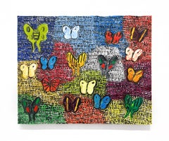 Hunt Slonem "Guardians Luna" Original butterflies painting in oil