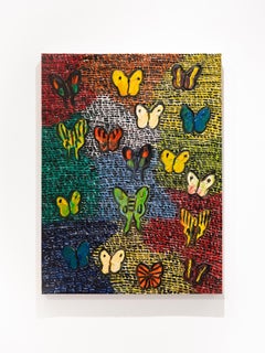Hunt Slonem "Guardians New Year" Original butterflies oil painting on canvas