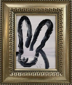 Hunt Slonem "Happy Camper" Black and White Bunny