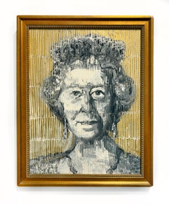 Hunt Slonem "Ihre Majestät (Golden)" Originalporträt in Öl