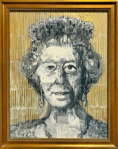 Hunt Slonem "Ihre Majestät (Golden)" Originalporträt in Öl
