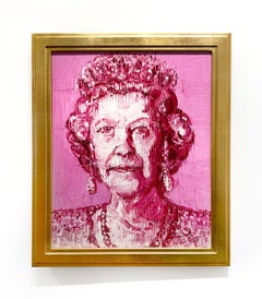 Hunt Slonem "Ihre Majestät Königin Elisabeth" Originalporträt in Öl