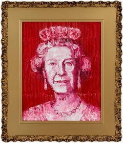 Hunt Slonem „“Her Majesty“ Texturiertes Gemälde von Königin Elisabeth