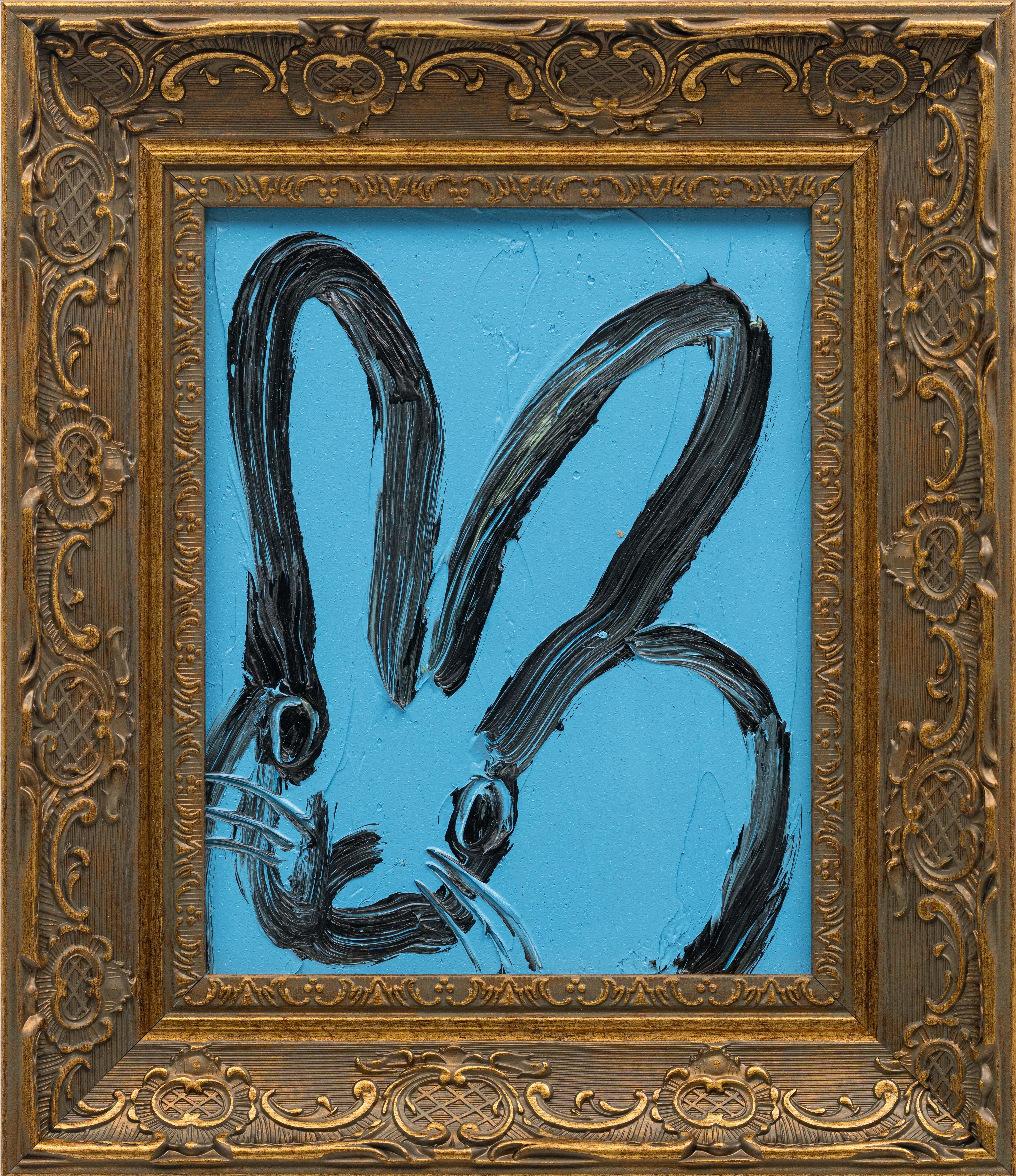 Hunt Slonem "Hop Skip Jump" Original oil painting of a bunny