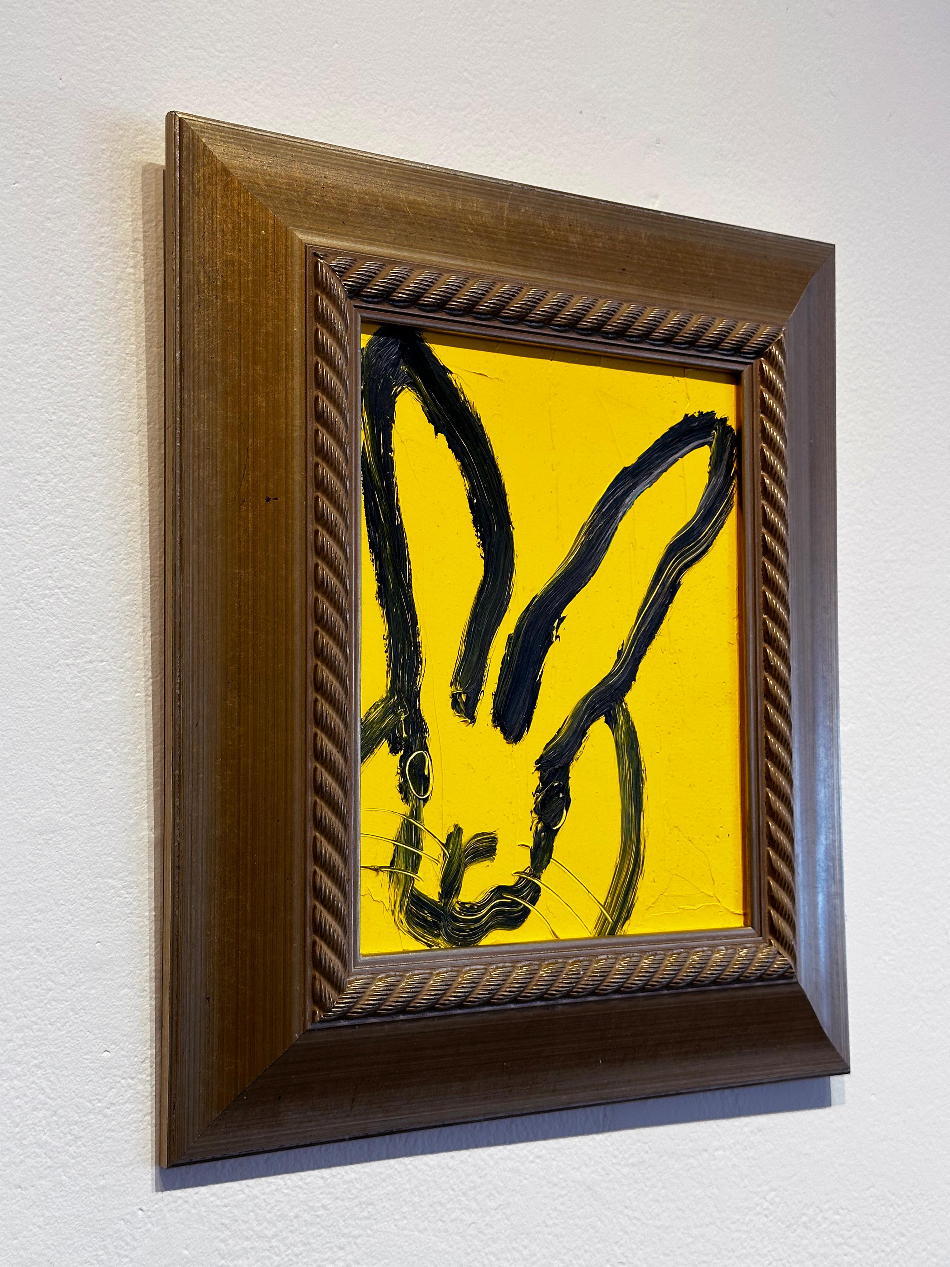Hunt Slonem, „Hundreds“, 10x8 Gelbes Ölgemälde eines bunten Kaninchens, Ölgemälde im Angebot 3