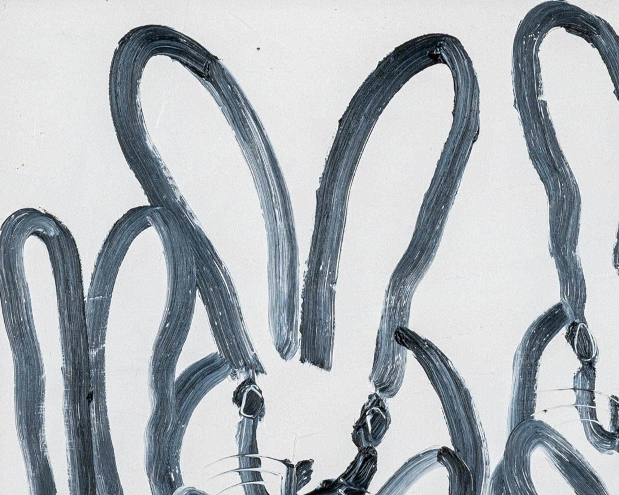 Hunt Slonem „Hutch 5“, neoexpressionistisches Gemälde mit Kaninchen, gerahmt, Öl auf Holz im Angebot 5
