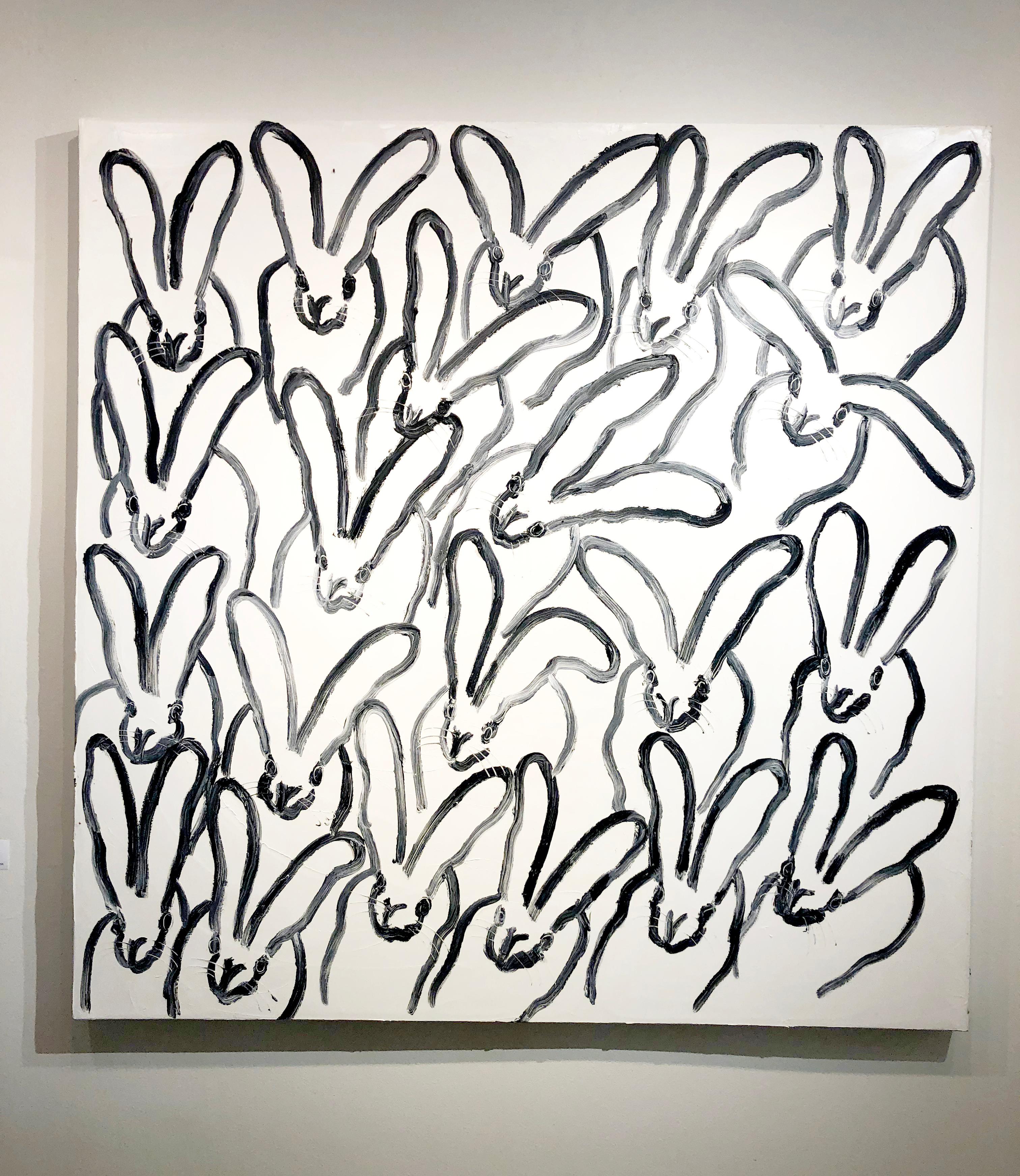 Peinture à l'huile contemporaine de Hunt Slonem, bouleau noir et blanc, « Hunt Slonem Play », 2021 en vente 1