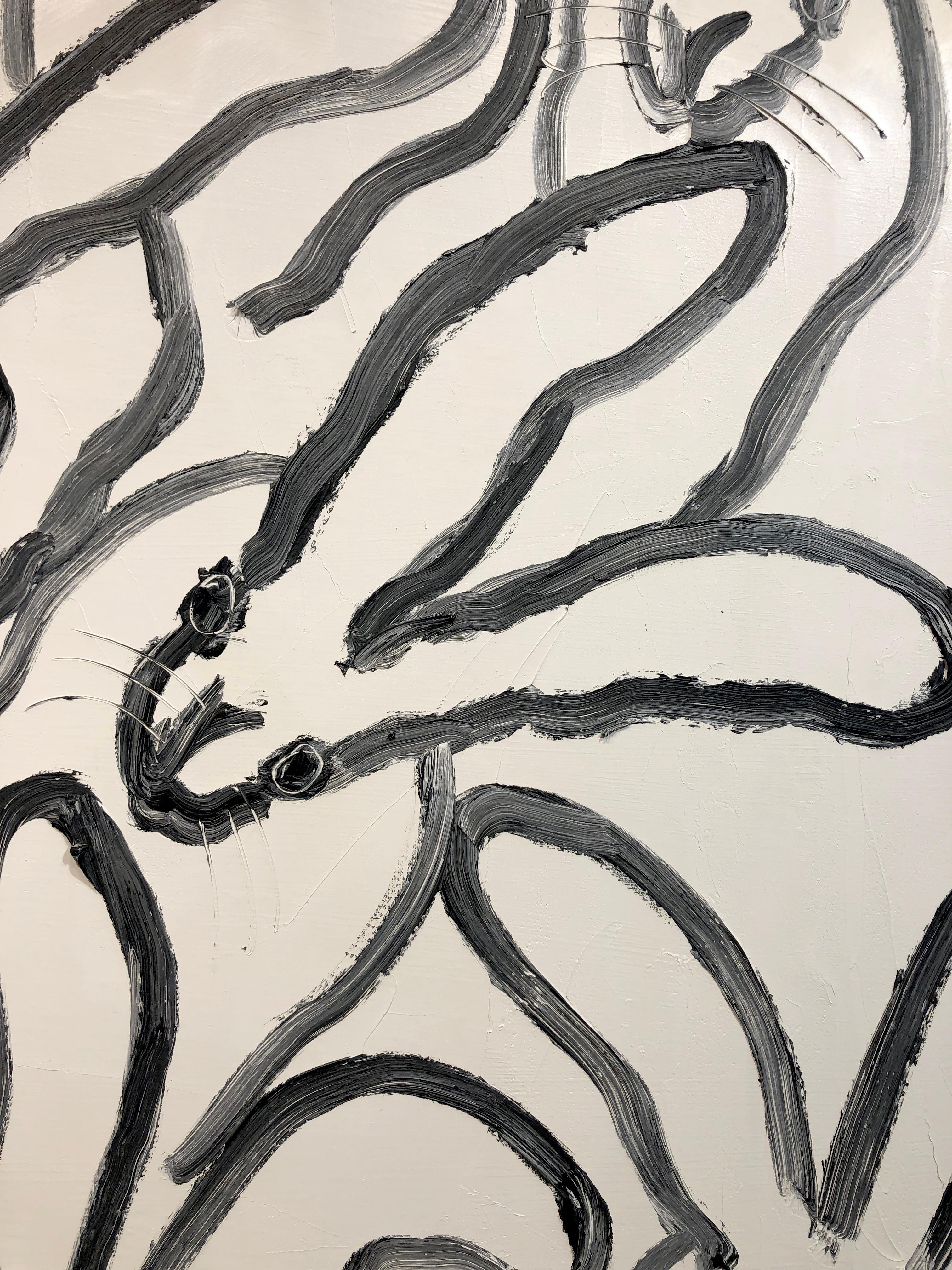 Peinture à l'huile contemporaine de Hunt Slonem, bouleau noir et blanc, « Hunt Slonem Play », 2021 en vente 5