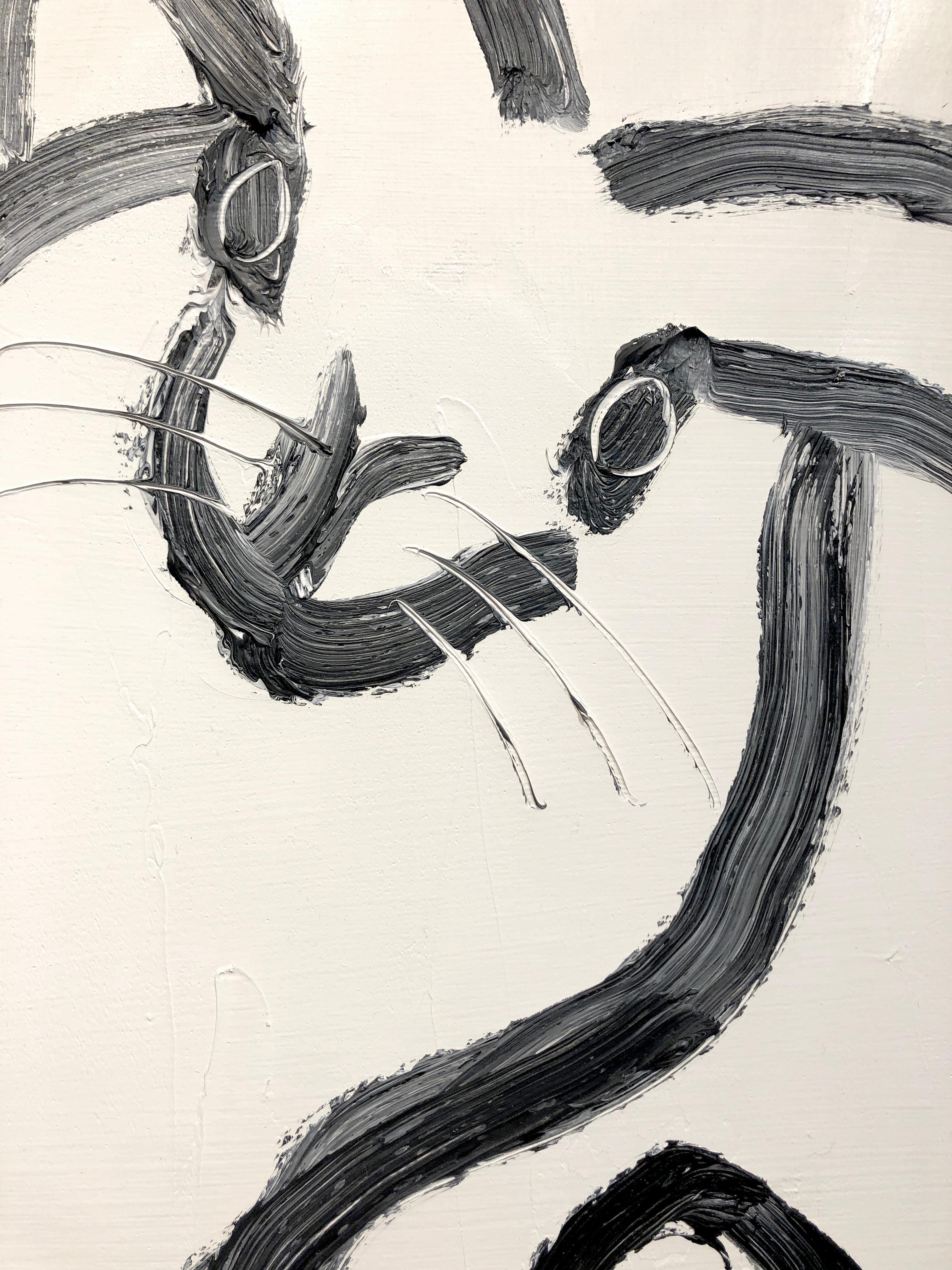 Peinture à l'huile contemporaine de Hunt Slonem, bouleau noir et blanc, « Hunt Slonem Play », 2021 en vente 6