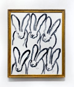 Hunt Slonem "Beyond Hutch Scotch" Peinture originale de lapin à l'huile