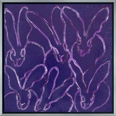 Hunt Slonem "Imperial Roman Rabbits" Purple Diamond Dust Painting with Bunnies